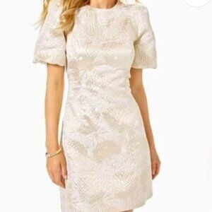 Lilly Pulitzer Ailani Dress Gold Metallic Shift - Size 12 - NWT - MSP $278